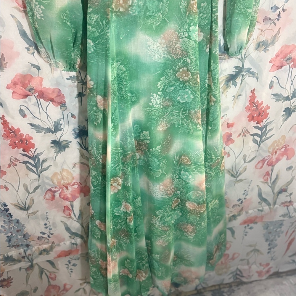 Vintage Floral Green Dress - Picture 3 of 11